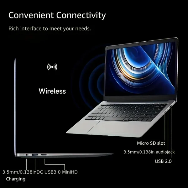 14 Inch Laptop Intel Celeron N3350 6GB RAM 64GB+128GB SSD Windows 10 - Image 6