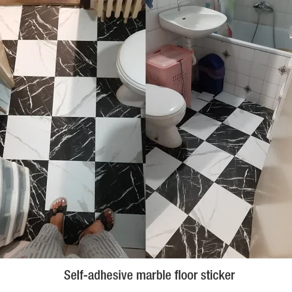 Simulated Thick Marble Tile Floor Sticker PVC Waterproof Self-adhesive Living room Toilet Kitchen Home Floor Decor Wall sticker - Image 6