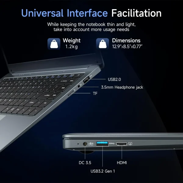 14 Inch Laptop Intel Celeron N3350 6GB RAM 64GB+256GB SSD Windows 10 - Image 4