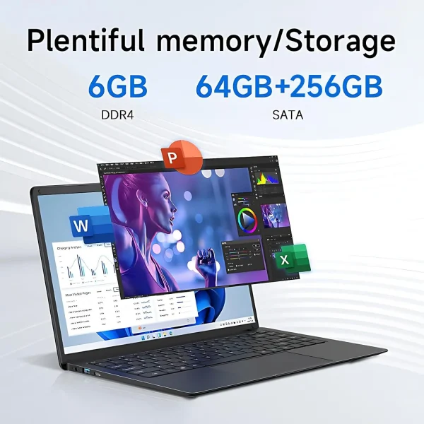14 Inch Laptop Intel Celeron N3350 6GB RAM 64GB+256GB SSD Windows 10 - Image 6