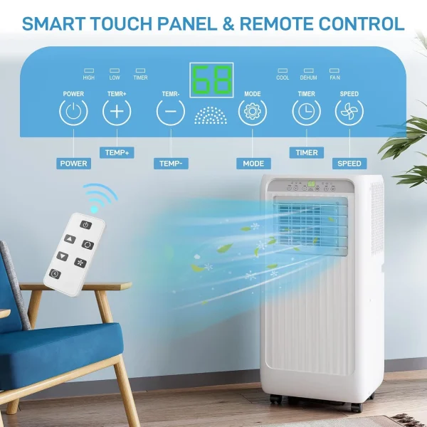 10000 Btu Portable Air Conditioner - 24H Timer Cools up to 450 sq.ft - Remote Control Window Exhaust Kit included - Image 4