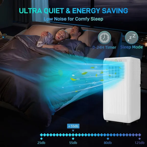 10000 Btu Portable Air Conditioner - 24H Timer Cools up to 450 sq.ft - Remote Control Window Exhaust Kit included - Image 6