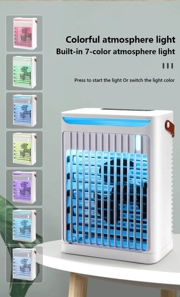 Air Cooling Unit Portable with Fan - offers 7 Colors of LED Night Light 6.8L Water Tank 5 Speeds Energy Saving for Home Office Bedroom - Image 12