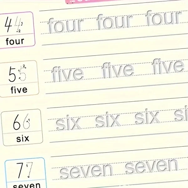 4pcs/set Reusable Children 3D Copybook for Calligraphy Numbers Handwriting Math Learning Book - Image 16