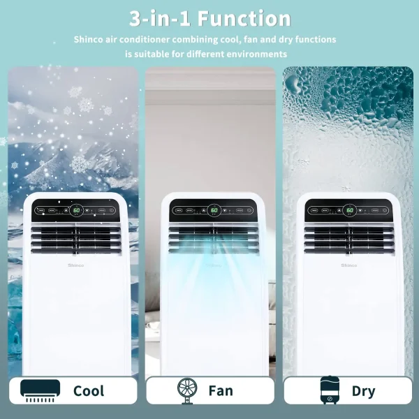 8,000 BTU Portable Air Conditioner, AC Unit with Built-in Cool, Dehumidifier & Fan Modes for Room up to 200 sq.ft - Image 7