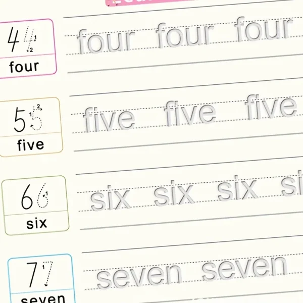 4pcs/set Reusable Children 3D Copybook for Calligraphy Numbers Handwriting Math Learning Book - Image 13