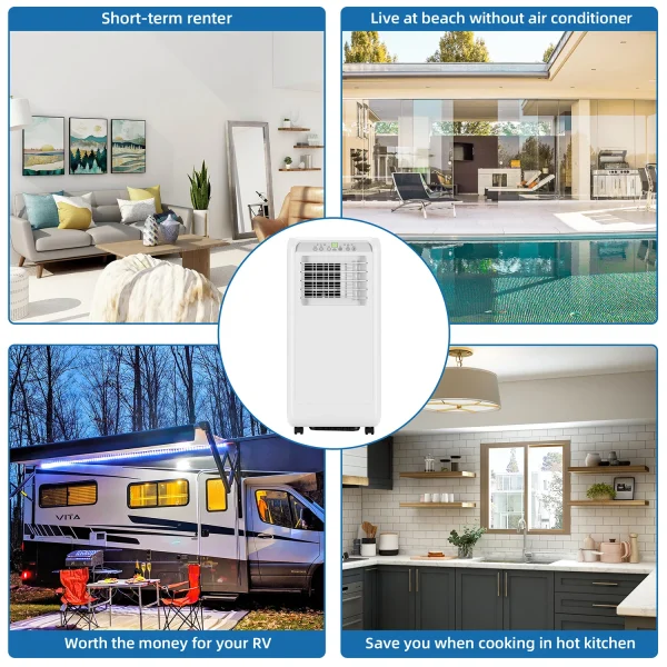 10000 Btu Portable Air Conditioner - 24H Timer Cools up to 450 sq.ft - Remote Control Window Exhaust Kit included - Image 10