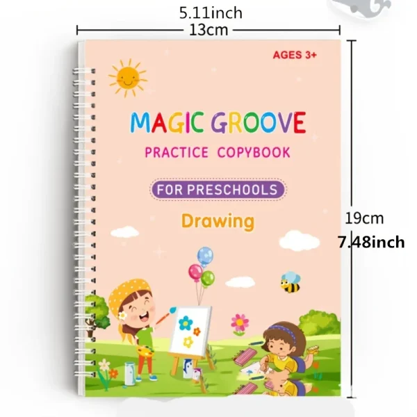 4pcs/set Reusable Children 3D Copybook for Calligraphy Numbers Handwriting Math Learning Book - Image 11