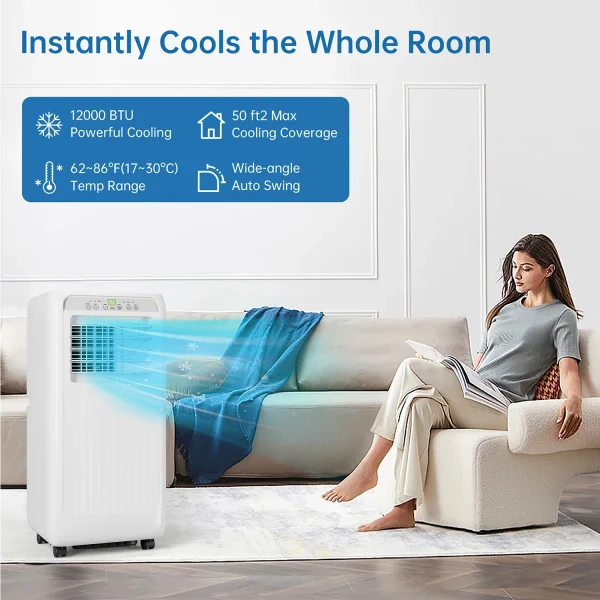 10000 Btu Portable Air Conditioner - 24H Timer Cools up to 450 sq.ft - Remote Control Window Exhaust Kit included - Image 7