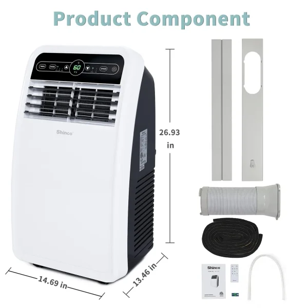 8,000 BTU Portable Air Conditioner, AC Unit with Built-in Cool, Dehumidifier & Fan Modes for Room up to 200 sq.ft