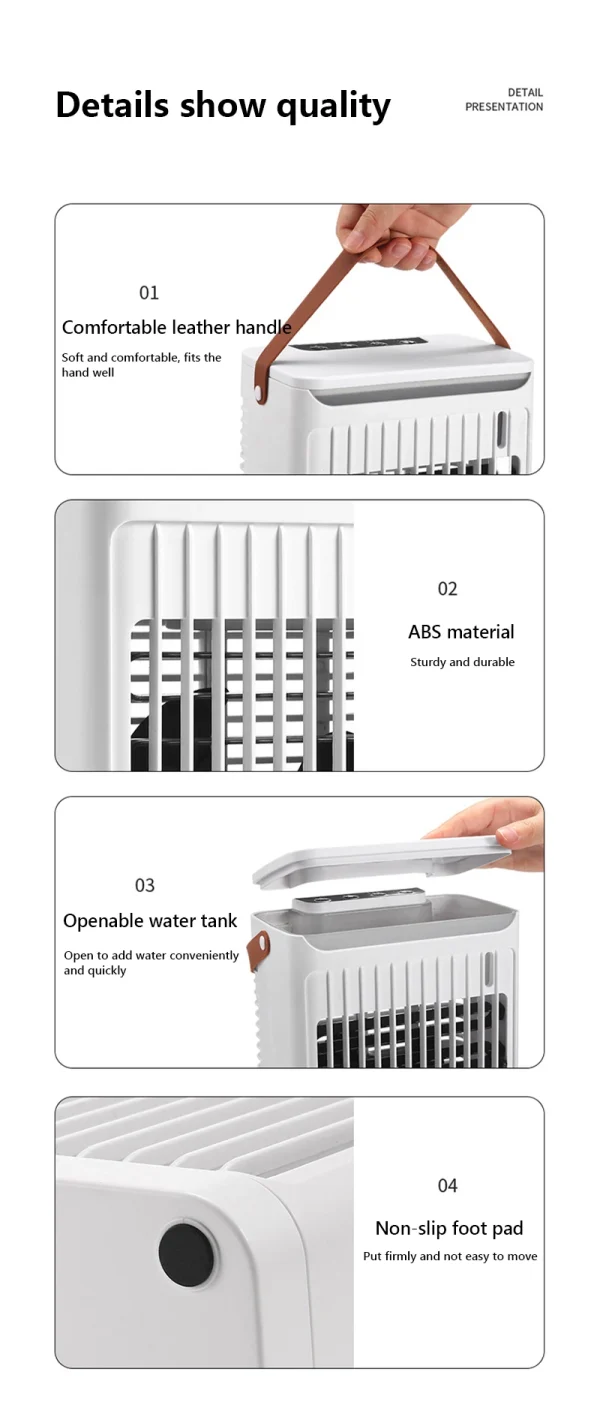 Air Cooling Unit Portable with Fan - offers 7 Colors of LED Night Light 6.8L Water Tank 5 Speeds Energy Saving for Home Office Bedroom - Image 21