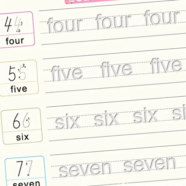4pcs/set Reusable Children 3D Copybook for Calligraphy Numbers Handwriting Math Learning Book - Image 6